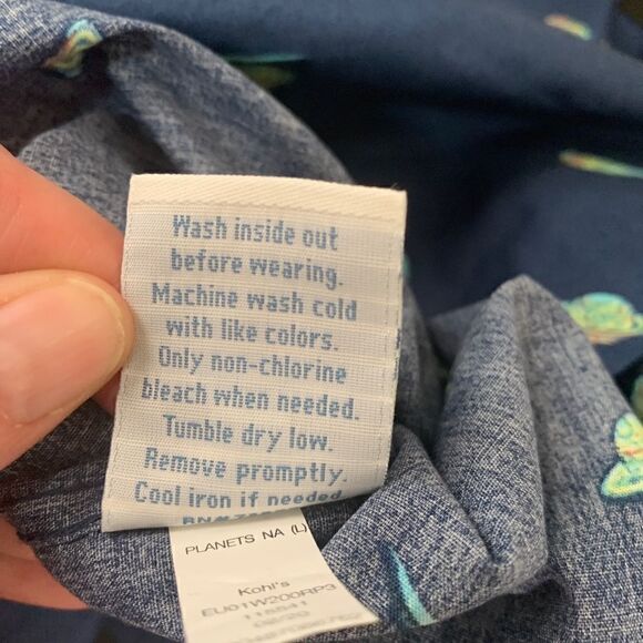 Urban Pipeline Boys Blue Planet Print Short Sleeve Button-Down Poplin Shirt  L - Picture 7 of 8